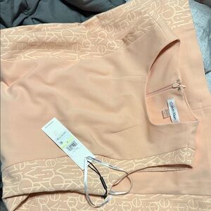 Calvin Klein Light Peach Dress with Logo Design
